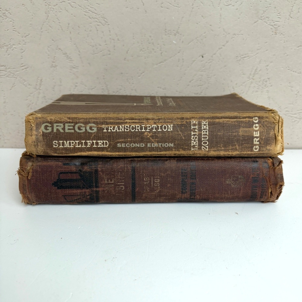 Vintage Brown Book Bundle: Transcription Simplified '56 & General Business '44